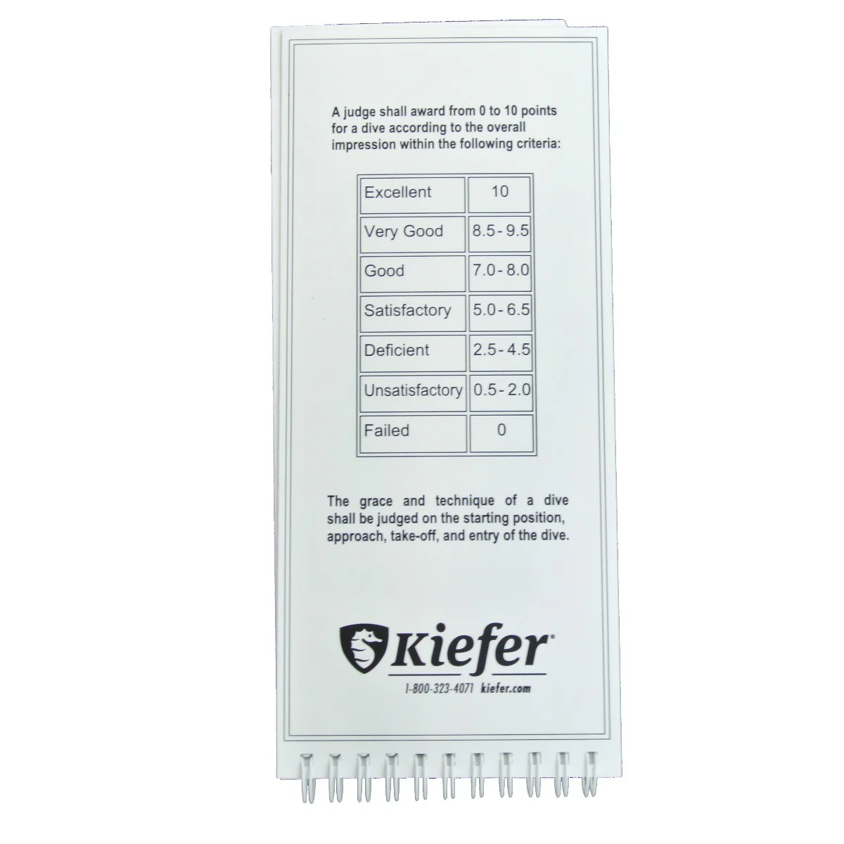 Kiefer Diving Judges Score Card - Image 3